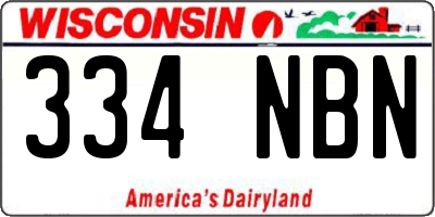 WI license plate 334NBN