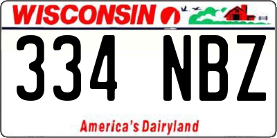 WI license plate 334NBZ