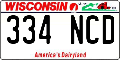 WI license plate 334NCD