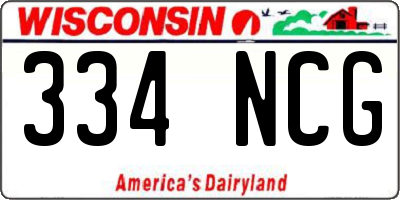 WI license plate 334NCG
