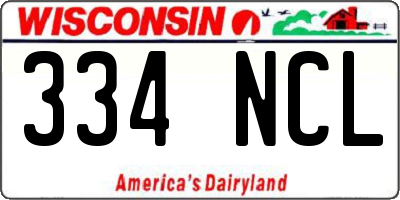 WI license plate 334NCL