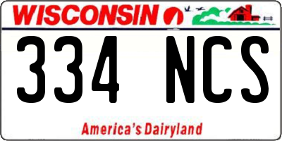 WI license plate 334NCS