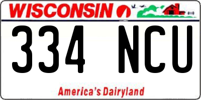 WI license plate 334NCU