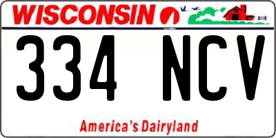 WI license plate 334NCV