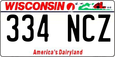 WI license plate 334NCZ