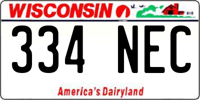 WI license plate 334NEC