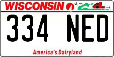 WI license plate 334NED