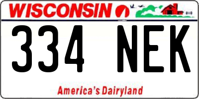 WI license plate 334NEK