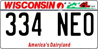 WI license plate 334NEO