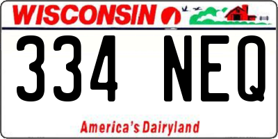 WI license plate 334NEQ