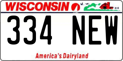 WI license plate 334NEW