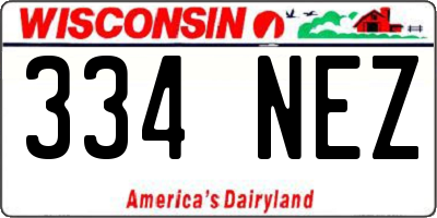 WI license plate 334NEZ