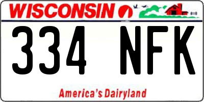 WI license plate 334NFK