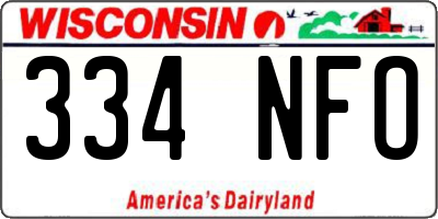 WI license plate 334NFO