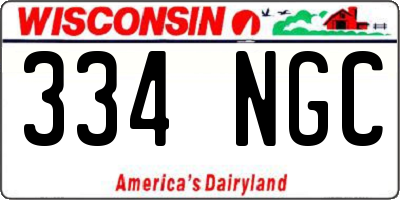 WI license plate 334NGC