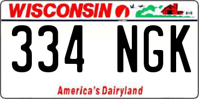 WI license plate 334NGK