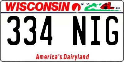 WI license plate 334NIG