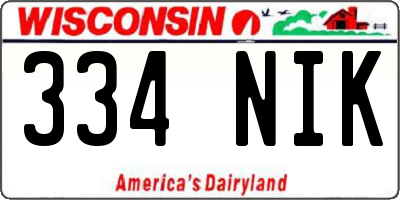 WI license plate 334NIK