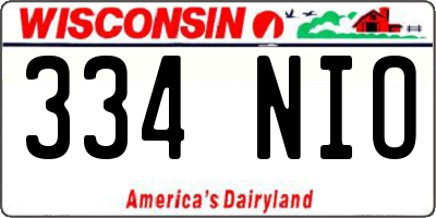 WI license plate 334NIO
