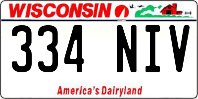 WI license plate 334NIV