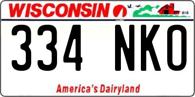 WI license plate 334NKO