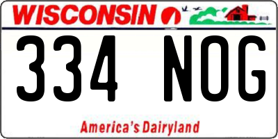 WI license plate 334NOG