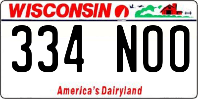 WI license plate 334NOO