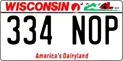 WI license plate 334NOP