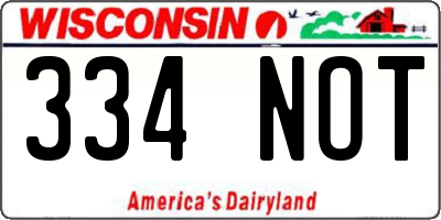 WI license plate 334NOT