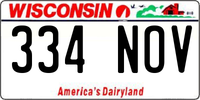 WI license plate 334NOV
