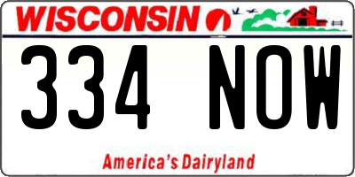 WI license plate 334NOW