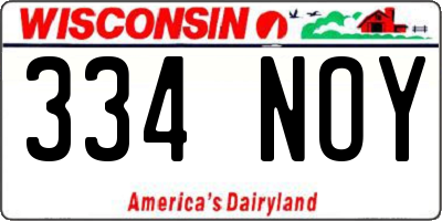 WI license plate 334NOY