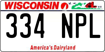 WI license plate 334NPL