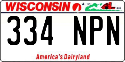 WI license plate 334NPN