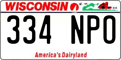 WI license plate 334NPO