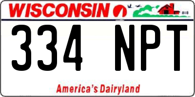WI license plate 334NPT
