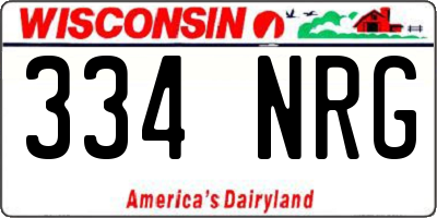 WI license plate 334NRG