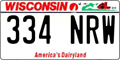 WI license plate 334NRW