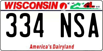 WI license plate 334NSA