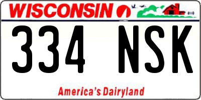 WI license plate 334NSK