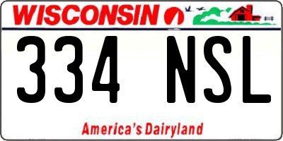 WI license plate 334NSL