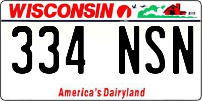 WI license plate 334NSN