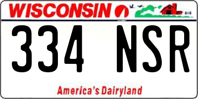 WI license plate 334NSR