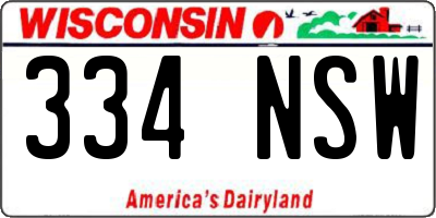 WI license plate 334NSW