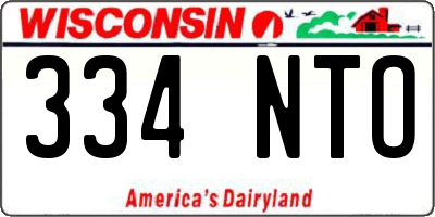 WI license plate 334NTO