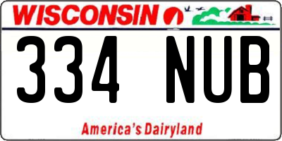 WI license plate 334NUB