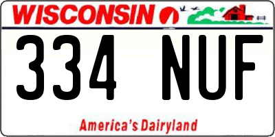 WI license plate 334NUF