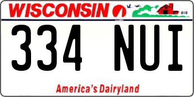 WI license plate 334NUI
