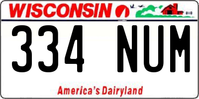 WI license plate 334NUM