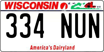 WI license plate 334NUN